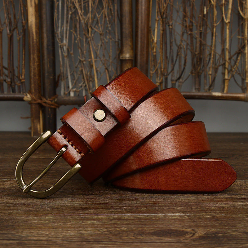 MONO//FIT retro copper buckle belt men in brown leather with a classic design