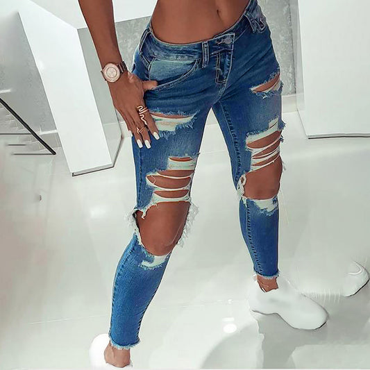 MONO//FIT sexy street style jeans with distressed detailing and a figure-hugging fit