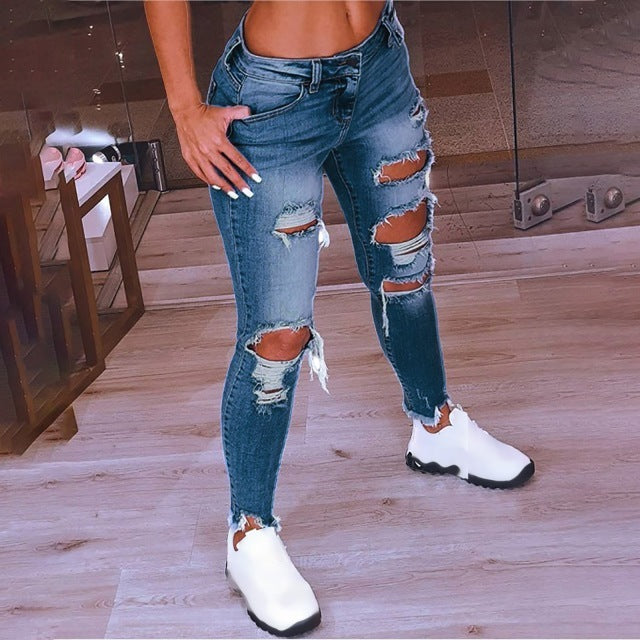 MONO//FIT sexy street style jeans with distressed details and a slim fit for a trendy look