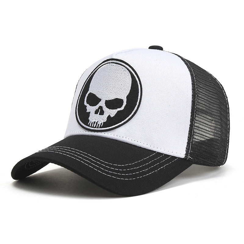 MONO//FIT skull cap for men in black and white with embroidered skull design for casual wear