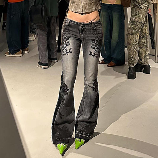 MONO//FIT slimming jeans for women with unique embroidered details and a flared leg design