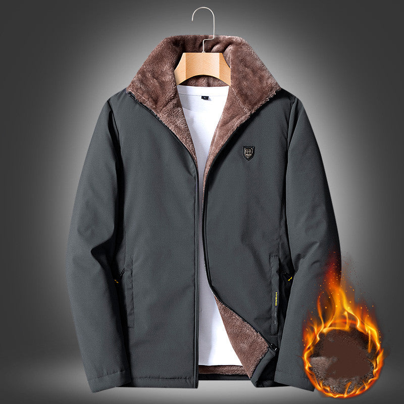 MONO//FIT jacket designed for versatility in spring and autumn men's outerwear with a warm, soft collar