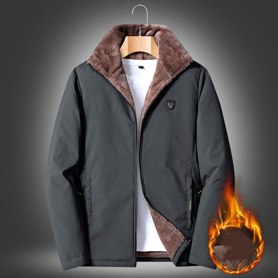 MONO//FIT jacket designed for versatility in spring and autumn men's outerwear with a warm, soft collar