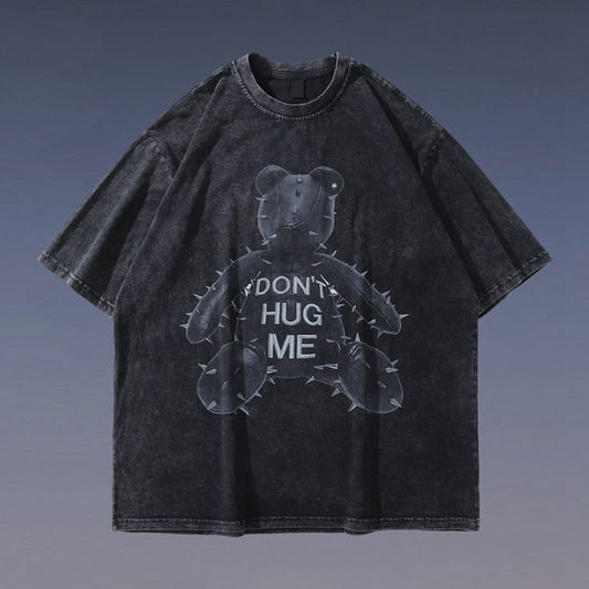 MONO//FIT streetwear bear graphic tee featuring a cactus bear design with 'Don't Hug Me' text
