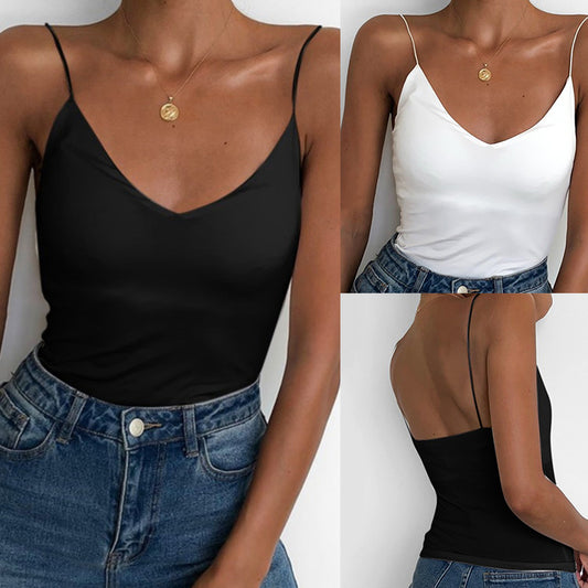 MONO//FIT stylish satin camisole for women in black and white, perfect for versatile outfits