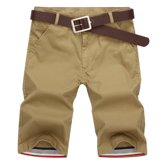 MONO//FIT khaki teen casual shorts men with a stylish brown belt for comfortable everyday wear