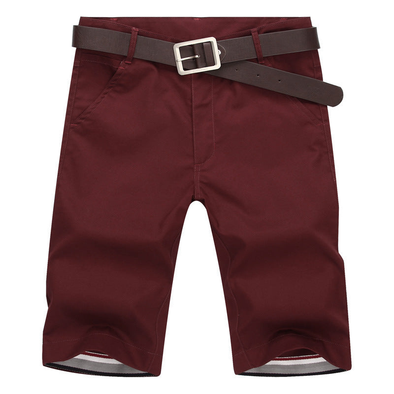 MONO//FIT Burgundy Teen Casual Shorts Men with Belted Waist and Side Pockets