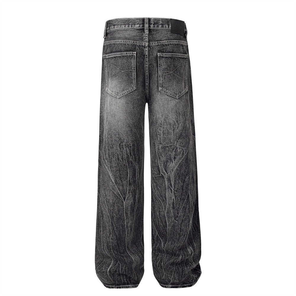 MONO//FIT water ripple jeans men with a unique faded design and relaxed fit for casual style