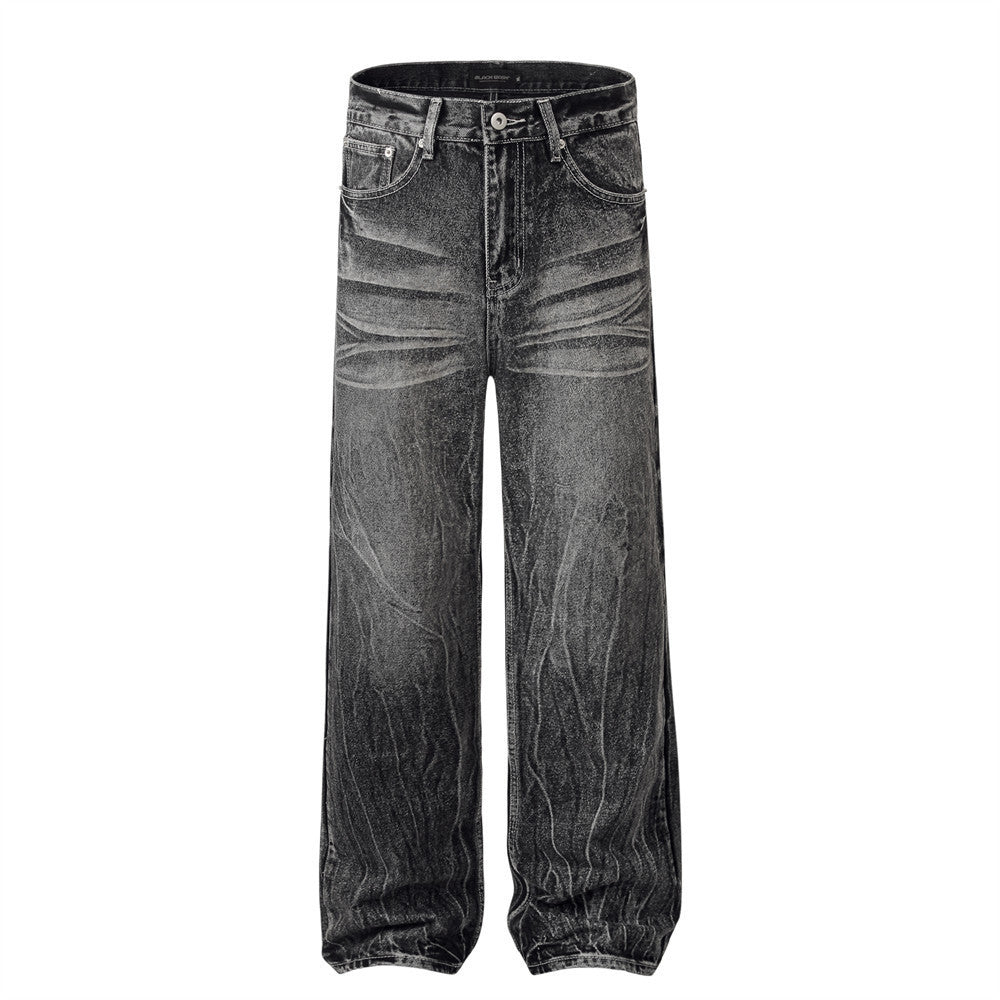 MONO//FIT water ripple jeans men with a relaxed fit and faded black design for casual style