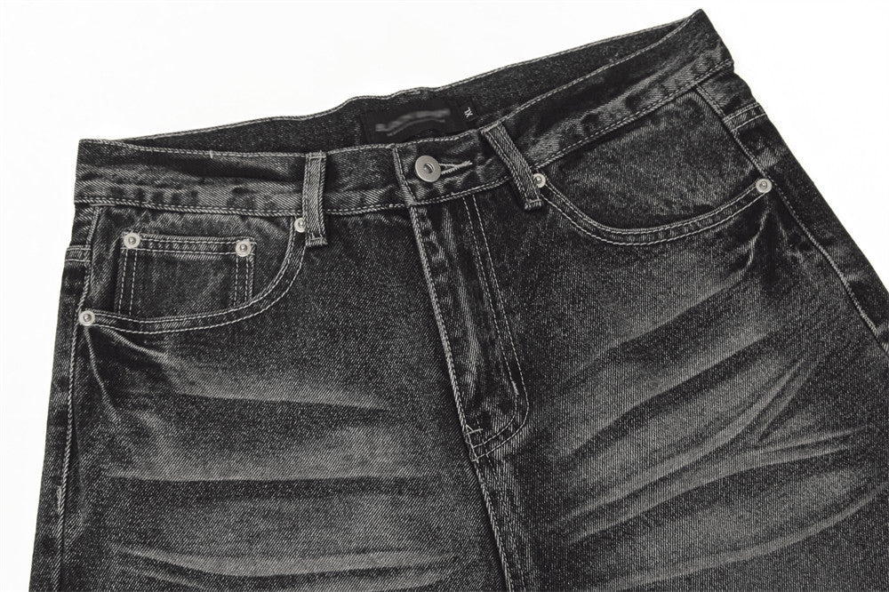 MONO//FIT water ripple jeans men in a stylish black wash with faded details and classic five-pocket design