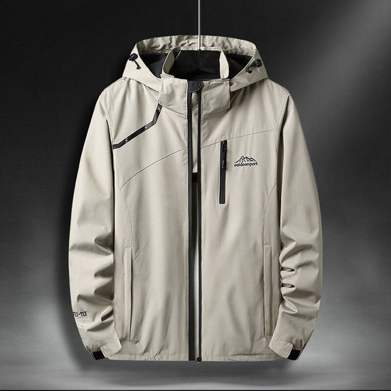 MONO//FIT waterproof jacket for winter in light gray with adjustable hood and zippered pockets