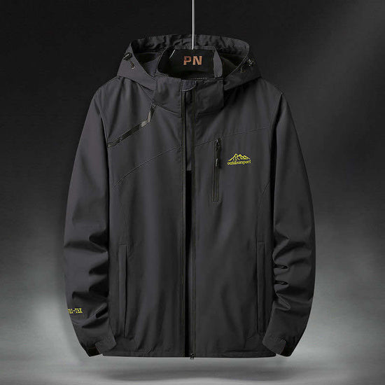 MONO//FIT waterproof jacket for winter with adjustable hood and sleek black design