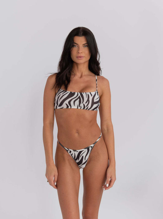 MONO//FIT women's banded bikini swimsuit with zebra print for stylish summer outings