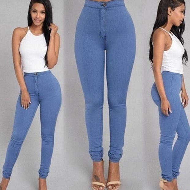 MONO//FIT women's elastic jeans in light blue with a fitted silhouette and stylish design