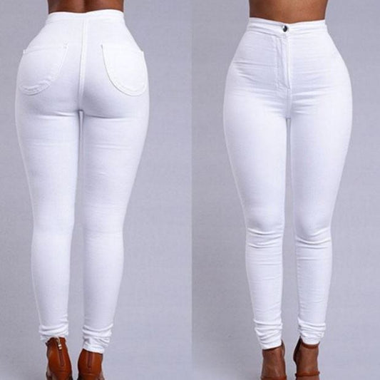 MONO//FIT women's elastic jeans in white with a high-waisted design for a flattering fit