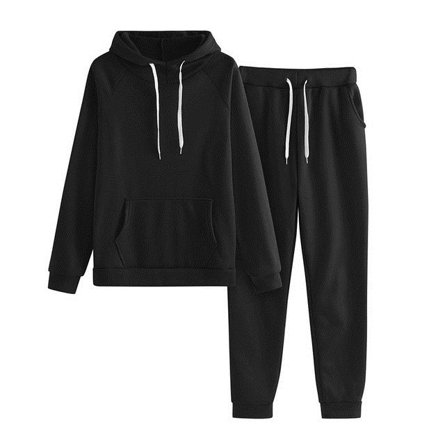MONO//FIT women's fitness sets in black featuring a cozy hoodie and matching jogger pants