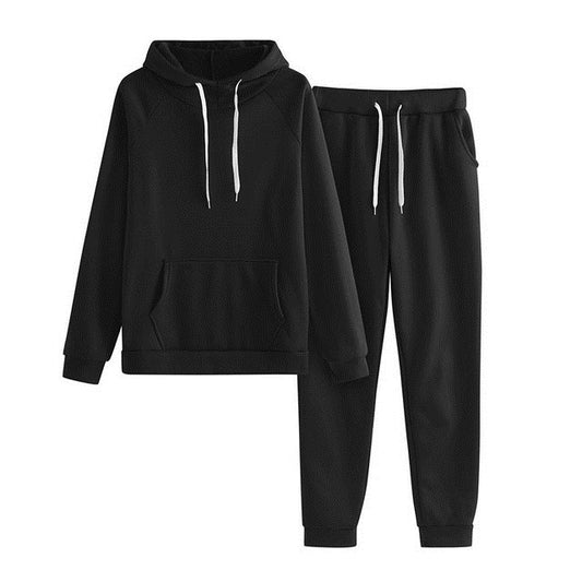 MONO//FIT women's fitness sets in black featuring a cozy hoodie and matching jogger pants